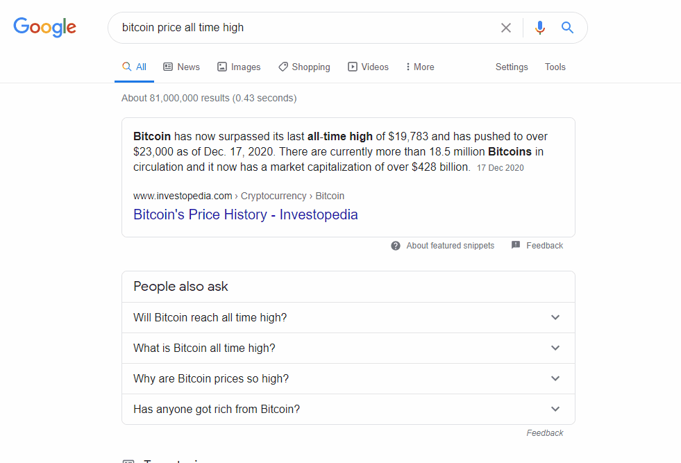 Scroll depth on Google search result on Desktop